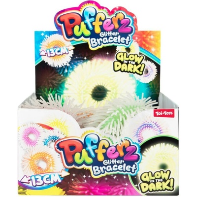 Teddies Náramok svietiaci v tme chlpatý antistresový mačkací silikón 12cm mix farieb