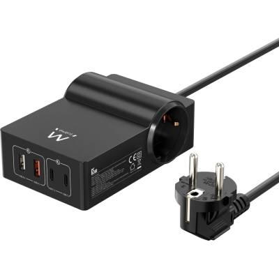 Ewent EW3992 GaN зарядна станция и разклонител 65W (EW3992)