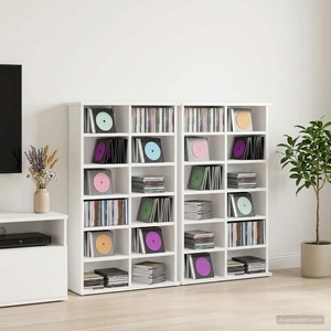 vidaXL Кабинет за CD 2 бр. Бяло 60 x 17 x 92 см Инженерна дървесина (8012731)