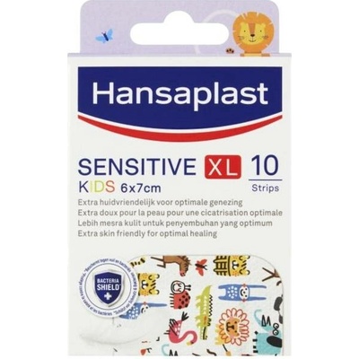 Hansaplast Sensitive XL Kids Dětské náplasti pro citlivou pokožku s různými motivy zvířátek 6 x 7 cm
