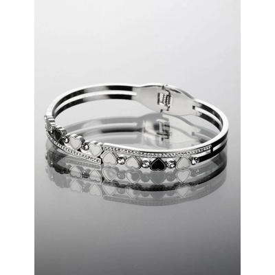 Prosperk náramek z chirurgické oceli se srdíčky a čirými krystaly S0257