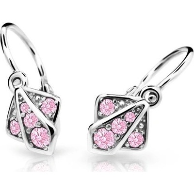 Danfil dětské náušnice C2241 z bílého zlata s kamínky Pink