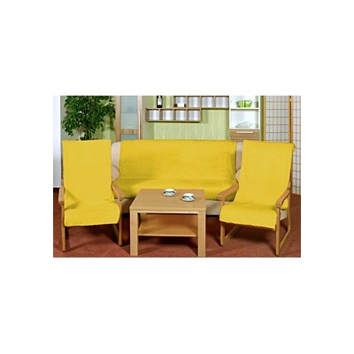 Bellatex Souprava Korall micro 3+1+1 sytě žlutá 150 x 200 cm, 2 ks 65 x 150 cm