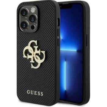 GUESS Кейс Guess Leather Perforated 4G Glitter Logo за iPhone 15 Pro Max, черен (KXG0078851)