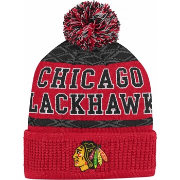 Outerstuff Dětská zimní čepice Chicago Blackhawks Puck Pattern Cuffed