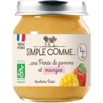 Simple Comme Био плодово пюре Simple Comme - С ябълка и манго, 4 м+, 125 g (3288131900247) - ozone