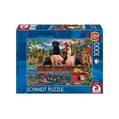 Schmidt Spiele Puzzle PQ 1000 Dog Family at Lake G3