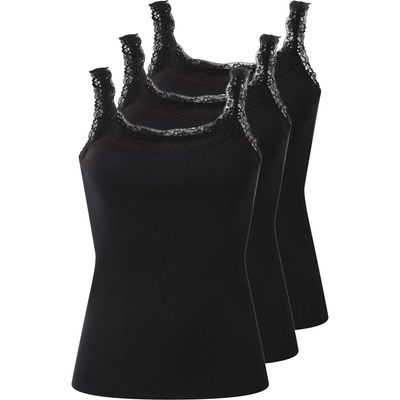 esmara dámský vroubkovaný top s krajkou 3 ks černá – Hledejceny.cz