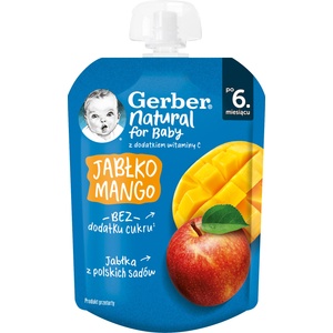 Nestle Плодово пюре Nestle Gerber - Пауч с манго и ябълка, 6м+, 80 g (12513303) - ozone