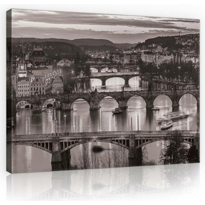 Postershop Obraz na plátně: Praha (černobílá) - 75x100 cm