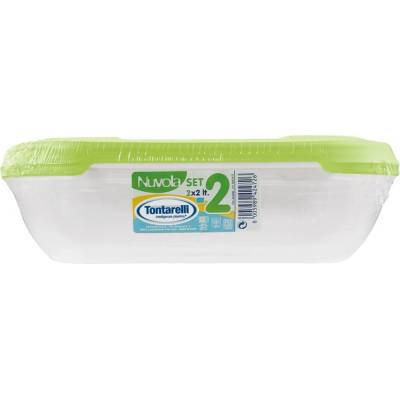 Tontarelli Dóza na potraviny NUVOLA Rectangular Set limetková zelená 2 x 2 l