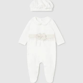 Mayoral Пижама с барета за новородено момиче в мръсно бял цвят Майорал