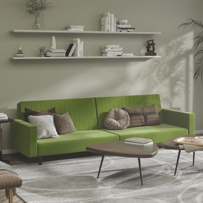 vidaXL 2místná rozkládací pohovka světle zelená samet 11461.375940