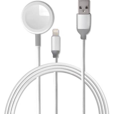 4smarts Wireless Charger VoltBeam Mini 2in1 - кабел за зареждане на Apple Watch, iPhone и устройства с Lightning конектор (1 м) (бял)