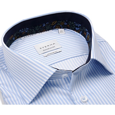 Eterna Dynamic Cotton Modern Fit košile se světle modrým proužkem extra prodloužený rukáv