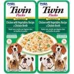 Inaba Foods Dog Twin - Лакомство за кучета, Пилешки бульон с пиле и зеленчуци, 2 броя х 40 грама, Япония EUD801