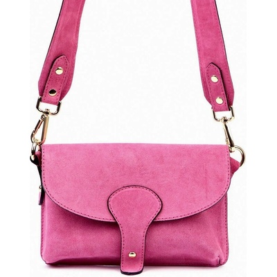Malá kožená semišová růžová crossbody kabelka Luka no. 071