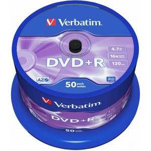Verbatim DVD+R 4, 7Gb 16x Цилиндрични 50 бр. /опаковка (50 етикета) 43550 (43550)