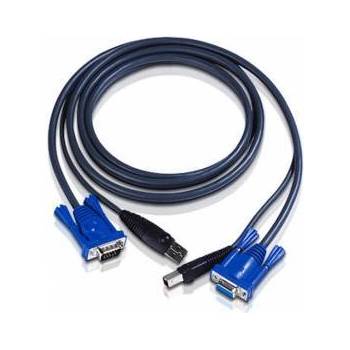 ATEN KVM кабел ATEN 2L-5002U, HD15 M + USB A type M към HD15 F + USB type B M, 1.8 м, 2L-5002U