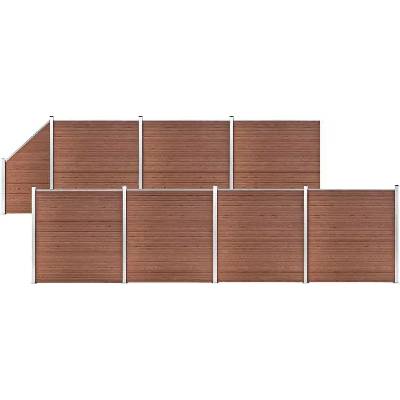 vidaXL Plotová sada WPC 7 čtvercových + 1 šikmý díl 1311x186 cm hnědá