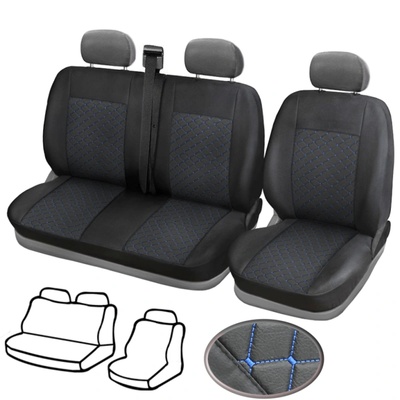 Тапицерия за бус, черна със син шев Premium SS 2+1