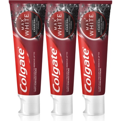 Colgate Max White Charcoal избелваща паста за зъби 3 x 75ml