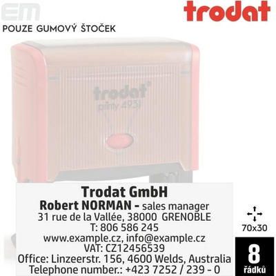Trodat 4931 [ 70 x 30 mm pouze gumový štoček