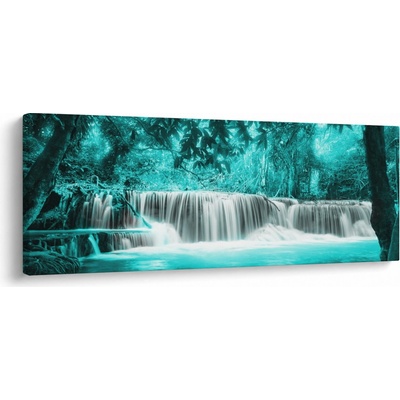 Obraz - Modrý vodopád, jednodielne 100x40 cm