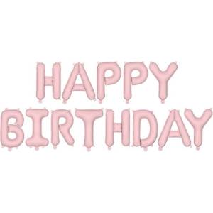 Party Deco Фолиев Балон Надпис "Happy Birthday", розов (FB6T-081J)