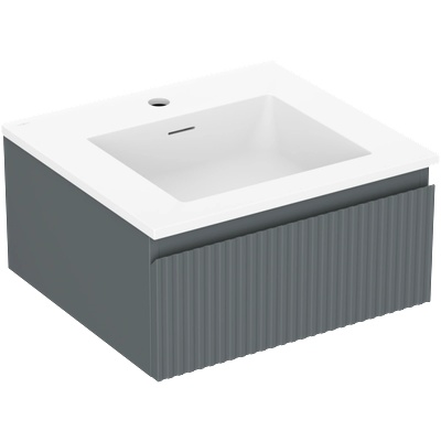 Mexen Rivel шкаф за баня 50 см с мивка Otis, 1 чекмедже, оребрен, графит мат/бял (91A20-05023-1-BF66-W18M01)