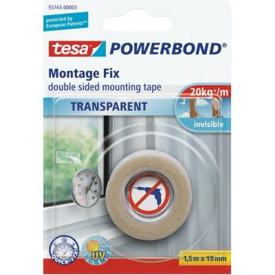 Tesa Montážní oboustranná pěnová páska na sklo 1,5 m x 19 mm průhledná 55743-00003-20