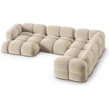 Cosmopolitan Design Бежов кадифен ъглов диван (десен ъгъл/U форма) Loretto - Cosmopolitan Design (COS_UR_120_F1_LORETTO1)