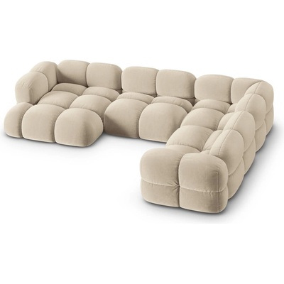 Cosmopolitan Design Бежов кадифен ъглов диван (десен ъгъл/U форма) Loretto - Cosmopolitan Design (COS_UR_120_F1_LORETTO1)