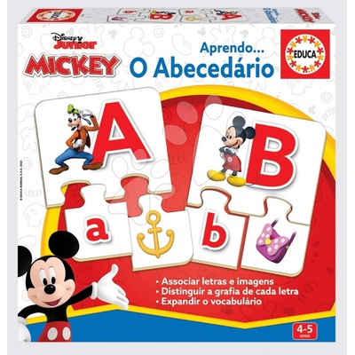 Náučná hra Učíme sa abecedu Mickey & Friends Educa s 27 obrázkami 78 dielikov