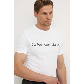 Calvin Klein Jeans Памучна тениска Calvin Klein Jeans в бяло с принт J30J322552 (J30J322552)