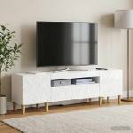 vidaXL LED телевизионен кабинет DELFT 153 x 35 x 43 см Бял гланц (897129)