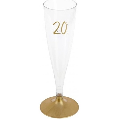 Paris Dekorace Šampusky plastové 20. narozeniny zlaté 6 x 140 ml