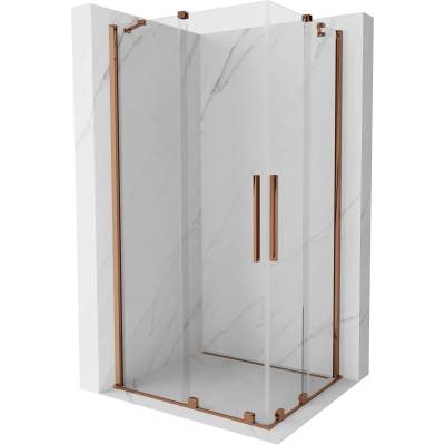 Mexen Velar Дуо плъзгаща се душ кабина 90 x 80 см, прозрачна, розово злато (871-090-080-02-60)