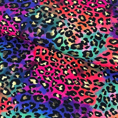 Teplákovina digital - Leopard gold multicolour