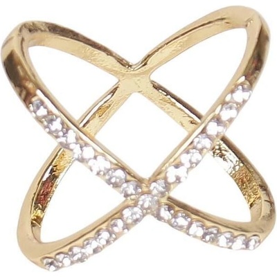 Златиста брошка-пръстен за шал с камъчета