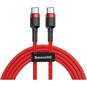 Baseus Кабел ype-C към Type-C, 60W, 3A, 2m - Baseus Cafule (CATKLF-H09) - Червен / Черен
