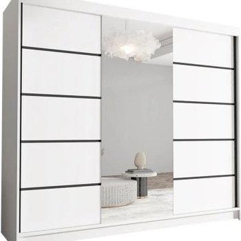 Kapol Davos VI 250 cm s velkým zrcadlem Matná bílá