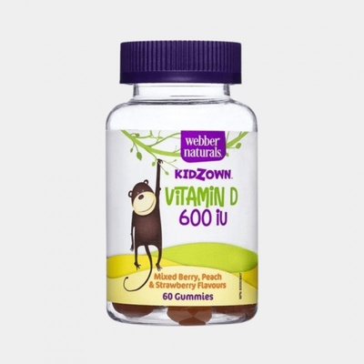Webber Naturals KidZown Vitamín D3 600iU pre deti mix ovocia 60 ks žuvacích tabliet