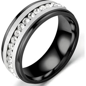 HARAHU Пръстен NO-17158 - Черен / Сребърен / 55mm KP17158