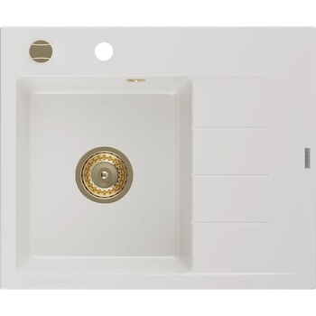 Mexen Ben гранитна мивка с една камера с отцедник, лява 600 x 500 мм, бяла, (6522605000-20-G)