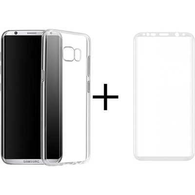 REMAX Комплект стъклен протектор + калъф Remax Crystal, за Samsung Galaxy S8 Plus, бял (DF52304)
