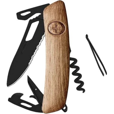 SWIZA Kapesní nůž SH03TR Allblack Single Hand Wood Walnut Wavy Edge