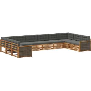 vidaXL Комплекти дивани 10 бр. Солидно акациево дърво (3383890)