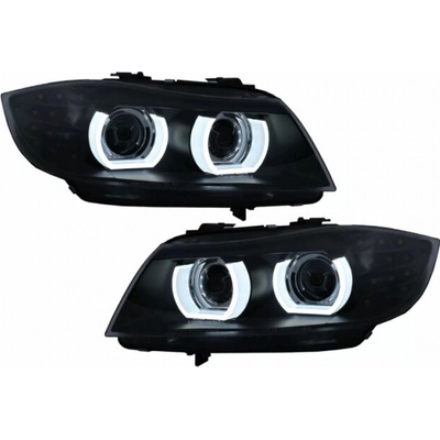 KITT Specials 3D Angel Eyes LED DRL Xenon Headlights suitable for BMW 3 Series E90 E91 LCI (2008-2011) Black