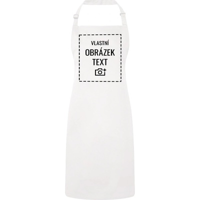 Bezvatriko.cz Zástěra s laclem s vlastním potiskem Bílá Unisex Canvas Zástěra s laclem